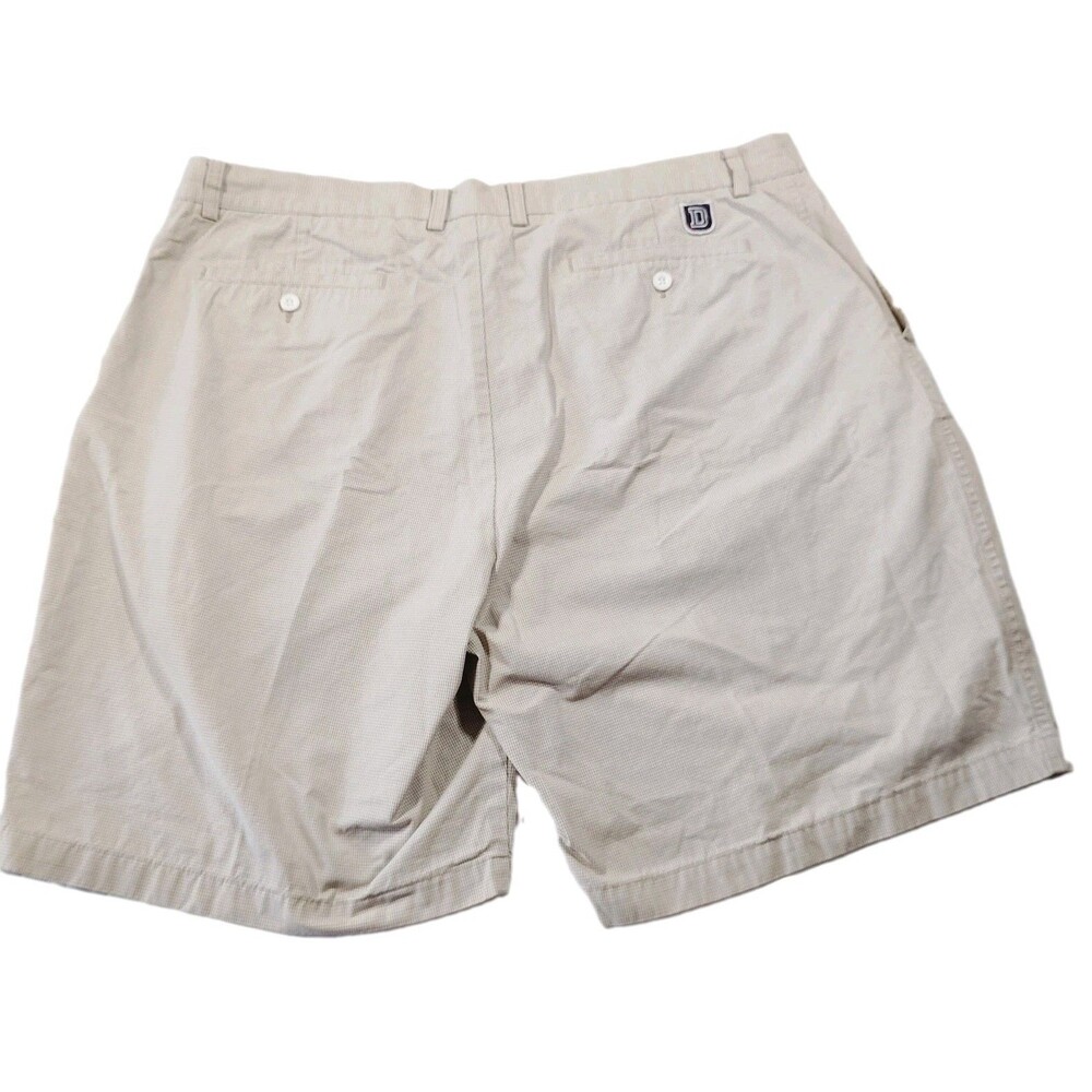 Dunning Tan Check Gingham Chino Shorts Mens 40 Flat Front Preppy Golf Resortwea - Picture 2 of 7